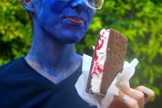 Ice Cream Sandwiches with Homemade Chocolate Cookies and Gelato