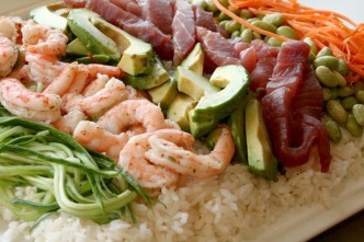 Sushi Salad with Lemon Wasabi Dressing