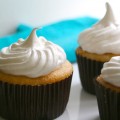Sklyar White Cupcakes with Marshmallow Frosting and Dulce de Leche