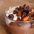 Milk Chocolate Pudding with Whipped Cream, Pretzels, and Peanut Butter Cups