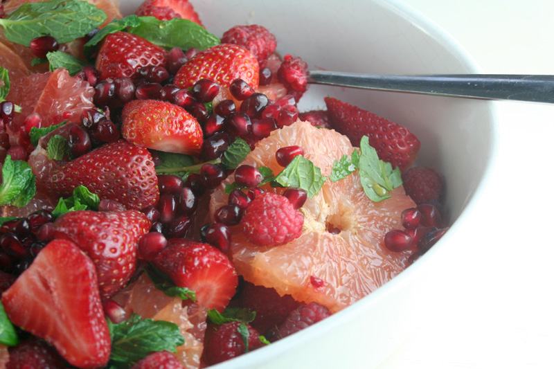 Grapefruit, Berries, Honey and Mint Salad