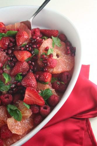 Grapefruit, Berries, Honey and Mint Salad