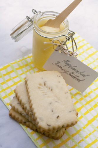 Meyer Lemon Curd with Rosemary Shortbread Cookies