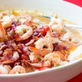 shrimp and grits with coconut milk and bacon